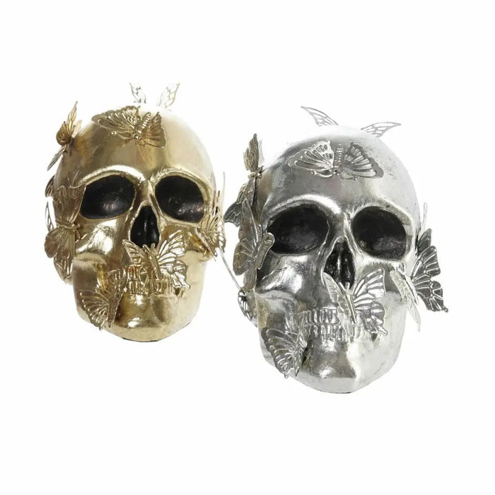 Decorative Figure DKD Home Decor Golden Silver Skull 16,5 x 10,5 x 11,5 cm (2 Units) - Декорация и Осветление<<<Дом