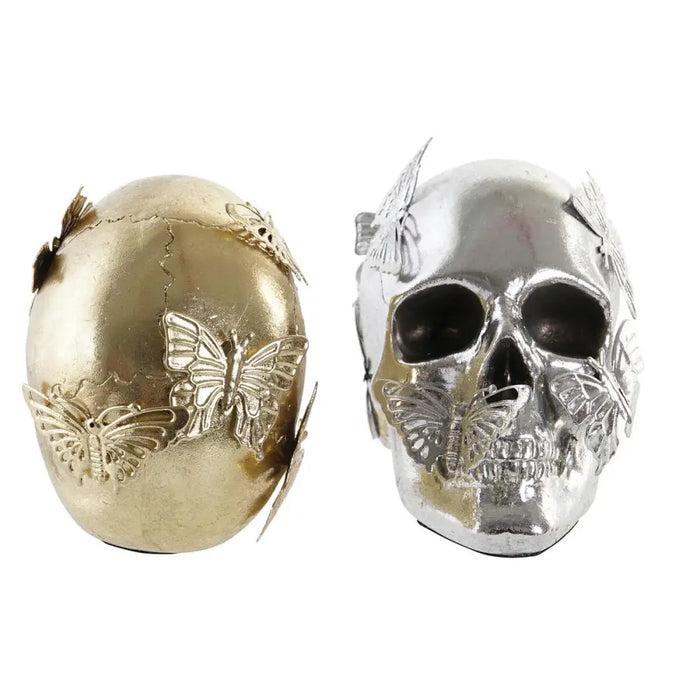 Decorative Figure DKD Home Decor Golden Silver Skull 16,5 x 10,5 x 11,5 cm (2 Units) - Декорация и Осветление<<<Дом