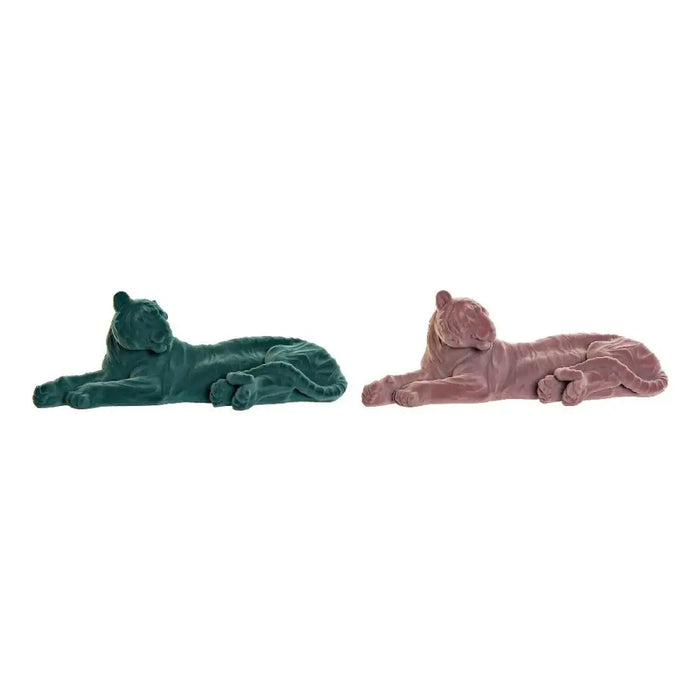 Decorative Figure DKD Home Decor Green Light Pink Tiger 36 x 17,5 x 13,3 cm (2 Units) - Декорация и Осветление<<<Дом