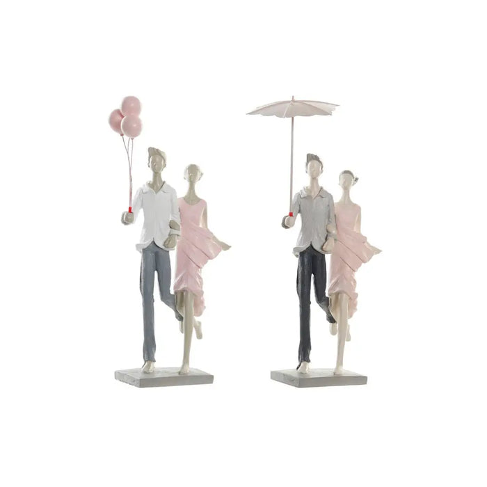 Decorative Figure DKD Home Decor Grey Pink 18 x 10 x 37 cm Pair (2 Units) - Декорация и Осветление<<<Дом