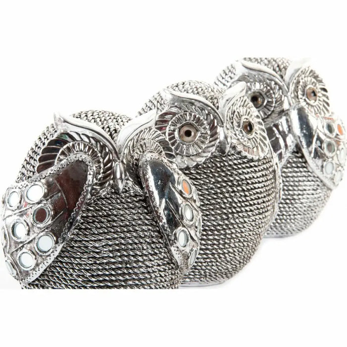 Decorative Figure DKD Home Decor Multicolour Silver Owl Chromed 12 x 11 x 14 cm (3 Units) - Декорация и