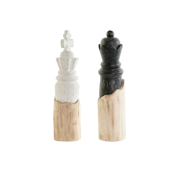 Decorative Figure DKD Home Decor White Brown Black Chess Pieces Loft 12 x 12 x 48 cm (2 Units) - Декорация и
