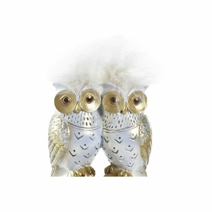 Decorative Figure DKD Home Decor White Golden Owls 10 x 8 x 7 cm - Декорация и Осветление<<<Дом
