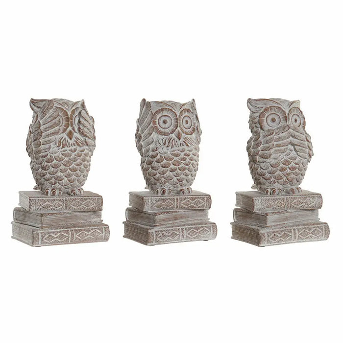 Decorative Figure DKD Home Decor White Owl Stripped 11 x 11 x 20 cm (3 Units) - Декорация и Осветление<<<Дом