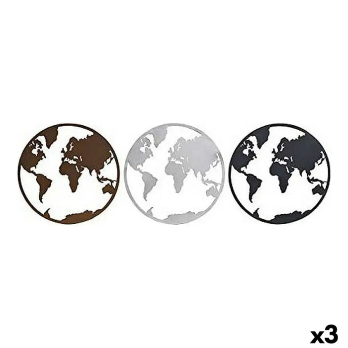 Decorative Figure DKD Home Decor World Map Black Copper White 40 x 1 x 40 cm (3 Pieces) - Декорация и Осветление<<<Дом