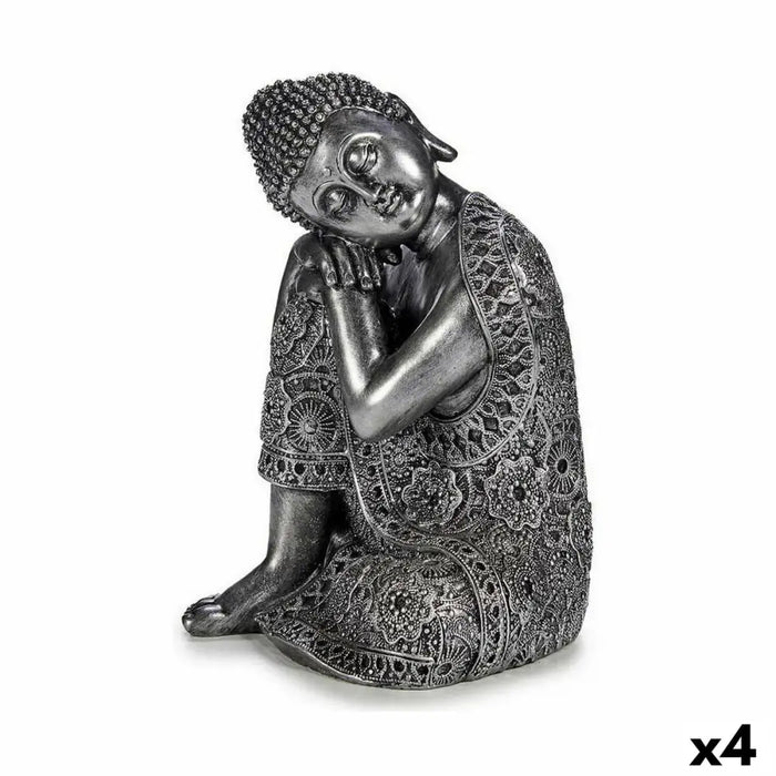 Decorative Figure Gift Decor Silver Buddha Sitting 20 x 30 x 20 cm (4 Units) - Декорация и Осветление<<<Дом