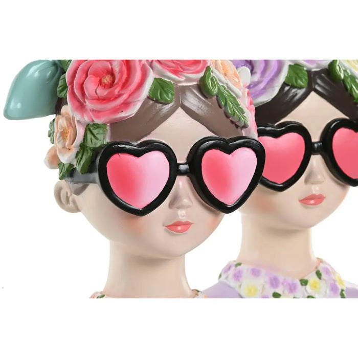Decorative Figure Home ESPRIT Blue Pink Lady 14,5 X 10,5 X 20 CM (2 Units) - Декорация и Осветление<<<Дом