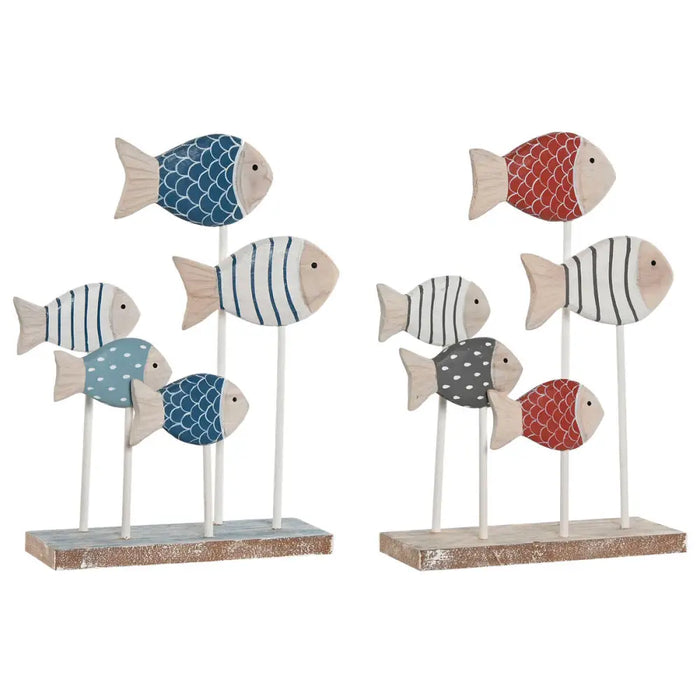 Decorative Figure Home ESPRIT Blue White Red Fish 17 x 6 x 25 cm (2 Units) - Декорация и Осветление<<<Дом