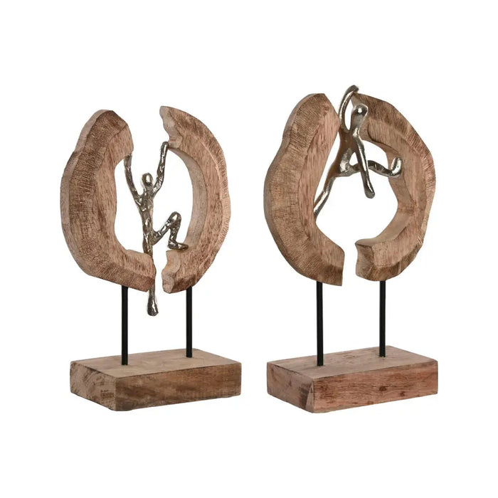 Decorative Figure Home ESPRIT Brown Silver Natural 19 x 9 x 28 cm (2 Units) - Декорация и Осветление<<<Дом