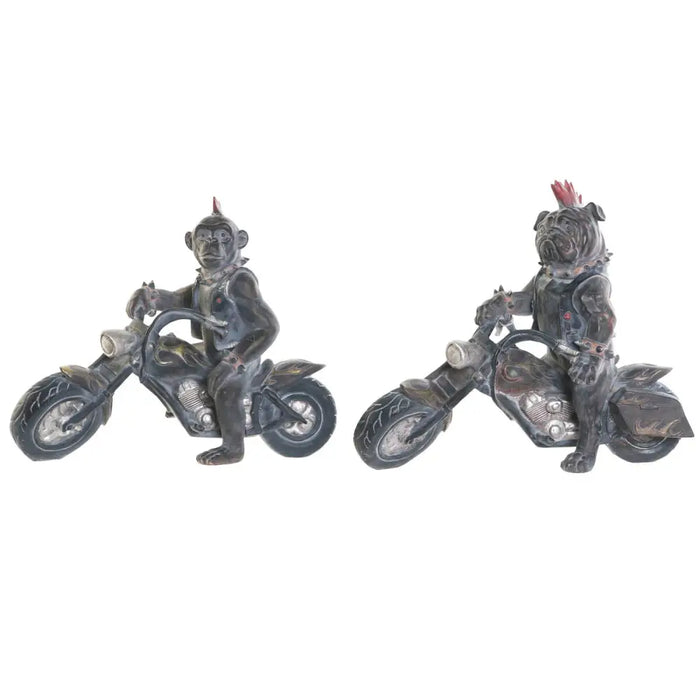 Decorative Figure Home ESPRIT Dark grey Biker 24 x 15 x 29 cm (2 Units) - Декорация и Осветление<<<Дом