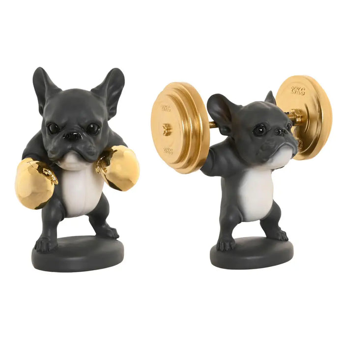 Decorative Figure Home ESPRIT Golden Dark grey Dog 25 x 16 x 25 cm (2 Units) - Декорация и Осветление<<<Дом