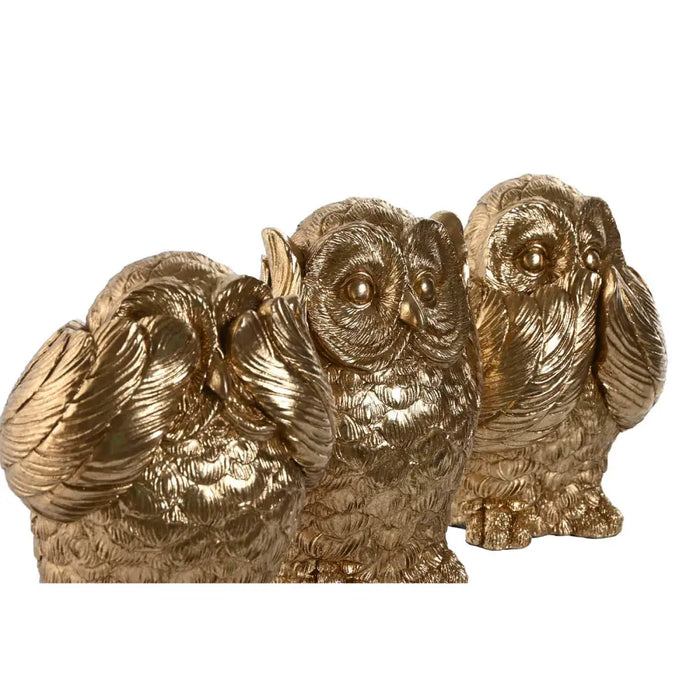 Decorative Figure Home ESPRIT Golden Owl 11 x 11 x 15 cm (3 Units) - Декорация и Осветление<<<Дом