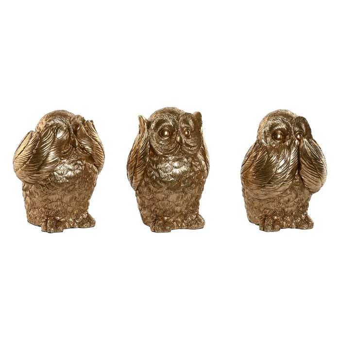 Decorative Figure Home ESPRIT Golden Owl 11 x 11 x 15 cm (3 Units) - Декорация и Осветление<<<Дом