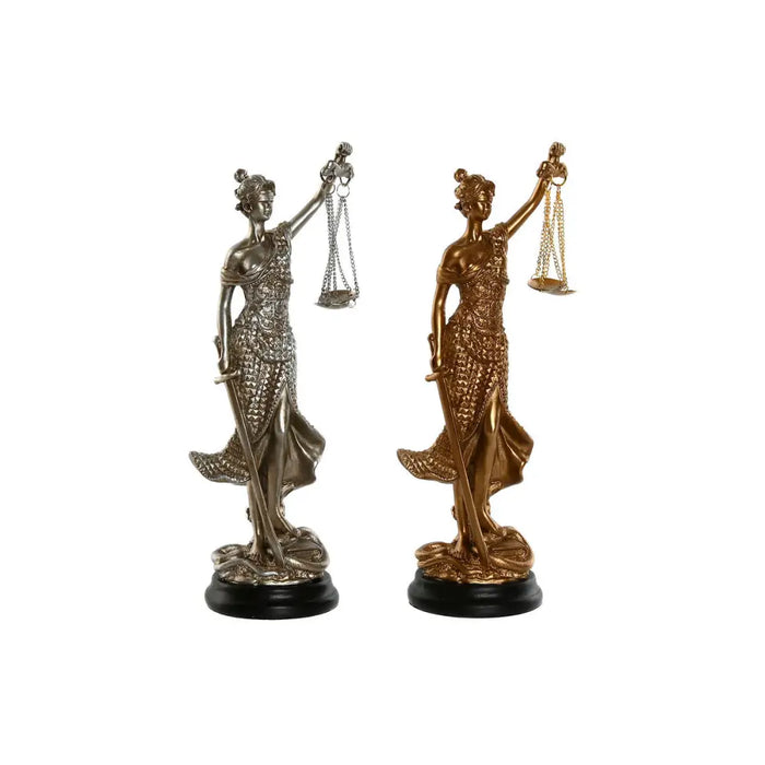 Decorative Figure Home ESPRIT Golden Silver Resin 8,5 x 7,5 x 25 cm (2 Units) - Декорация и Осветление<<<Дом