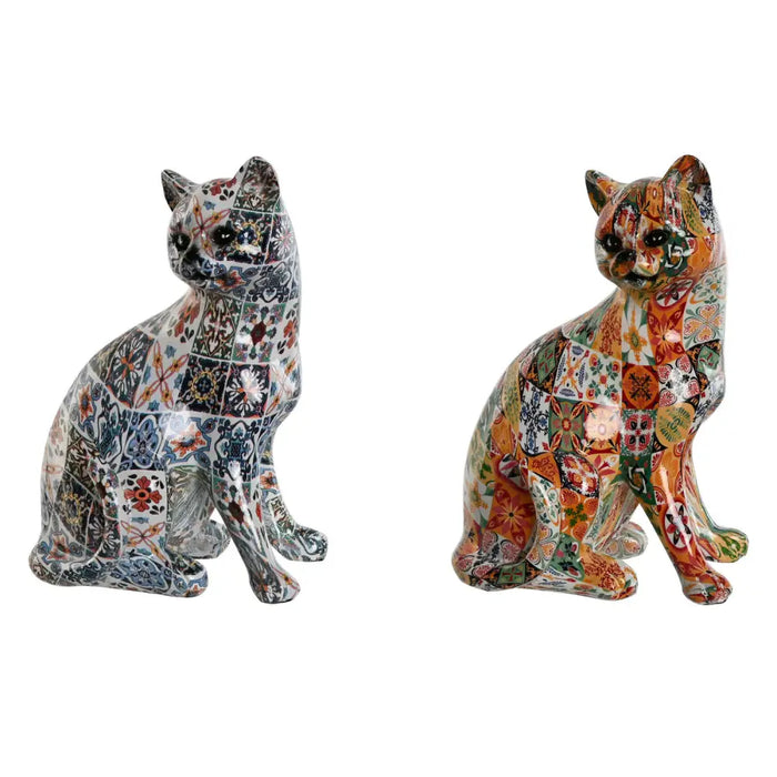 Decorative Figure Home ESPRIT Multicolour Cat Mediterranean 11 x 10 x 16 cm (2 Units) - Декорация и Осветление<<<Дом