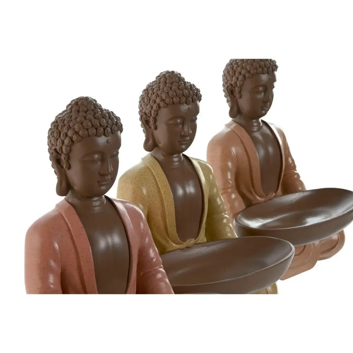 Decorative Figure Home ESPRIT Orange Coral Lime Resin Buddha Oriental 19,5 x 16 x 25,5 cm (3 Units) - Декорация и