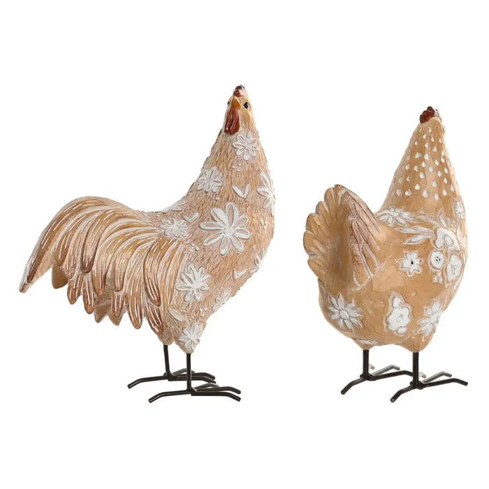 Decorative Figure Home ESPRIT White Natural Chicken Rooster (2 Units) - Декорация и Осветление<<<Дом