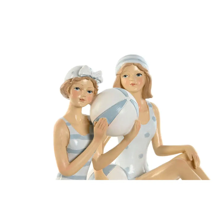 Decorative Figure Home ESPRIT White Sky blue Mediterranean 8 x 8 x 12,5 cm (2 Units) - Декорация и Осветление<<<Дом