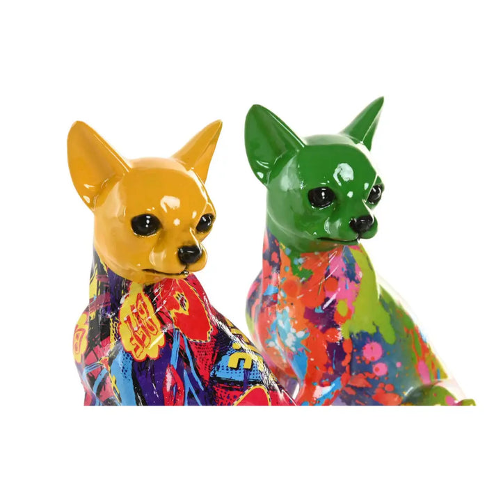 Decorative Figure Home ESPRIT Yellow Green Multicolour Dog 12 x 9 x 17 cm (2 Units) - Декорация и Осветление<<<Дом