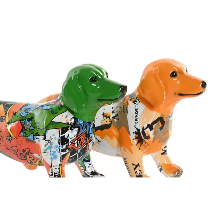 Decorative Figure Home ESPRIT Yellow Green Multicolour Dog 20 X 6 X 11,5 CM (2 Units) - Декорация и Осветление<<<Дом