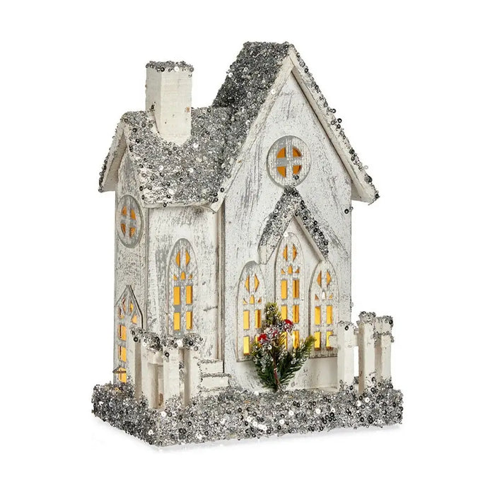 Decorative Figure Krist+ White Grey Glitter House Christmas 24,5 x 32 x 12 cm LED Light - Декорация и Осветление<<<Дом