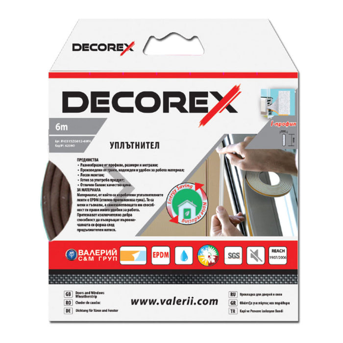 RUBBER SEAL I-PROFILE BROWN 6 M/2 MM DECOREX
