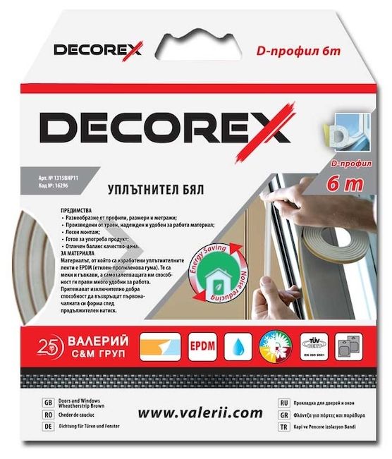 RUBBER SEAL D-PROFILE DECOREX