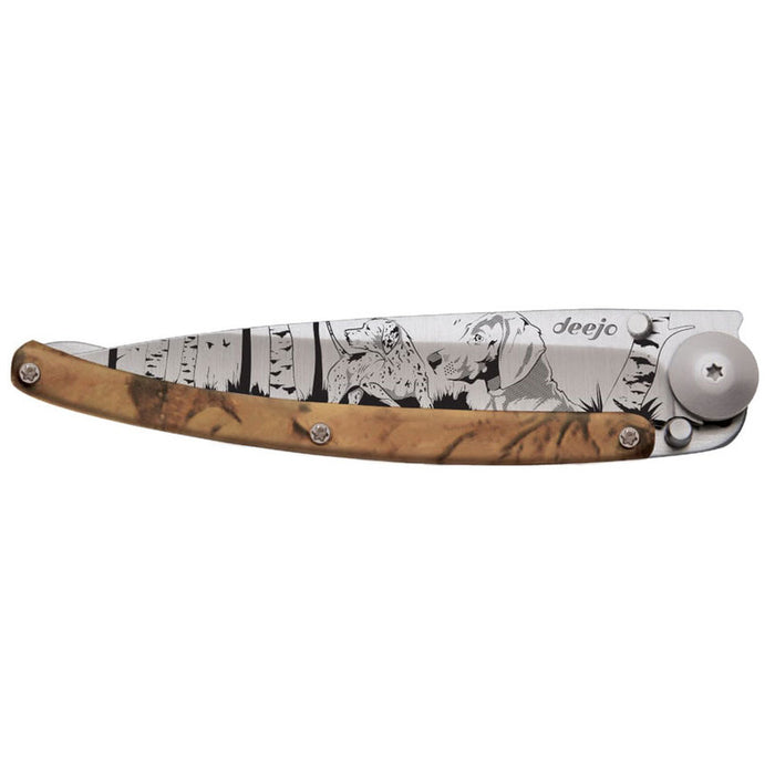 DEEJO SERRATED BROWN-HUNTING POCKET KNIFE