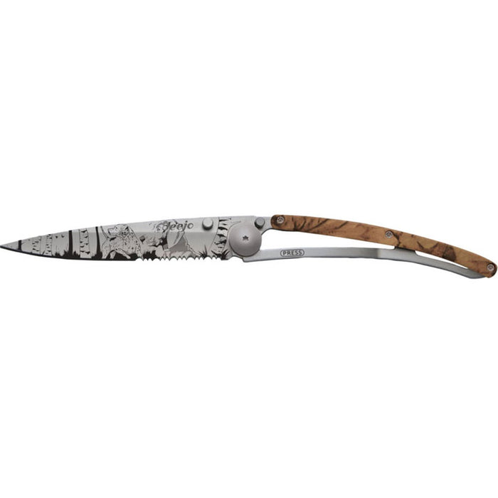 DEEJO SERRATED BROWN-HUNTING POCKET KNIFE