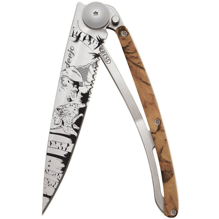 DEEJO SERRATED BROWN-HUNTING POCKET KNIFE