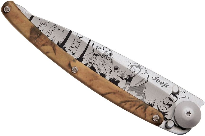 DEEJO SERRATED BROWN-HUNTING POCKET KNIFE
