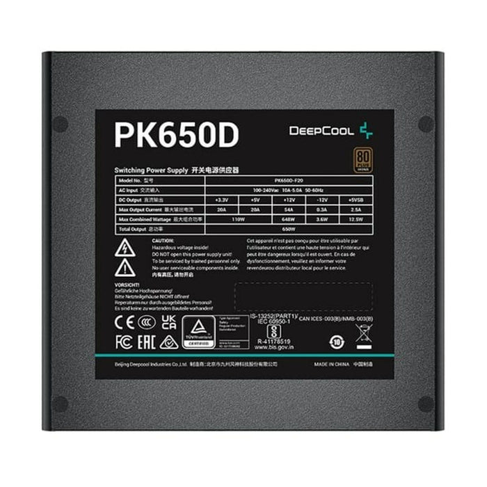 Power supply DEEPCOOL R-PK650D-FA0B-JGEU ATX 650 W 80 Plus Bronze RoHS WEEE