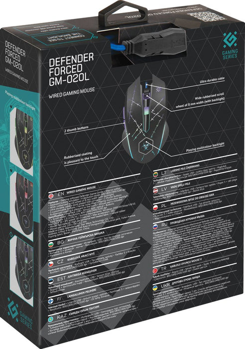 Defender Forced GM-020L mouse Gaming Ambidextrous USB Type-A Optical 3200 DPI