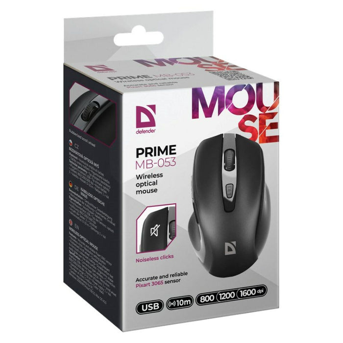 Optical Wireless Mouse Defender DEFENDER PRIME MB-053 RF SILENT Black