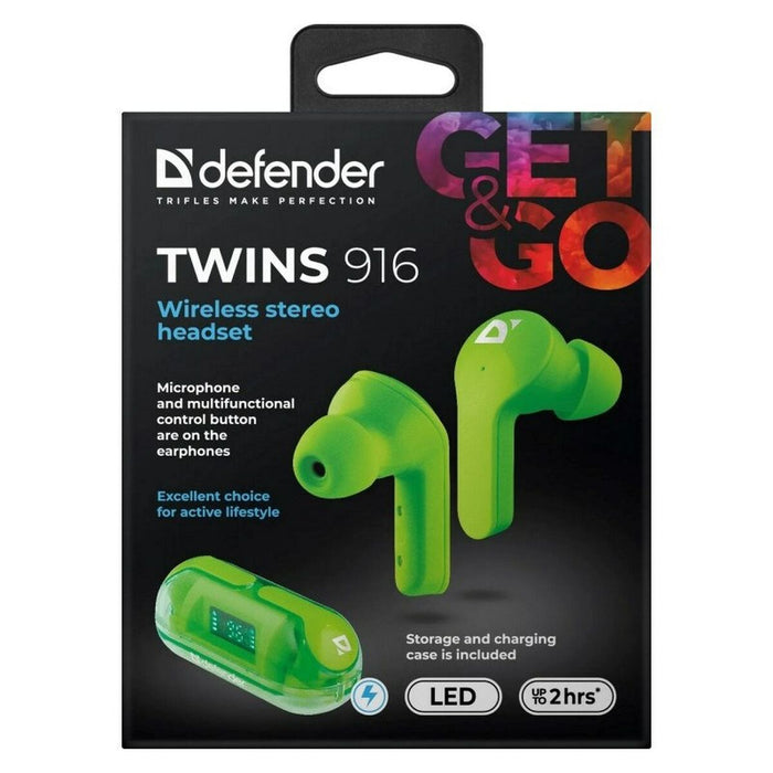 Wireless Earphones with Charging Case Defender TWINS 916 Green