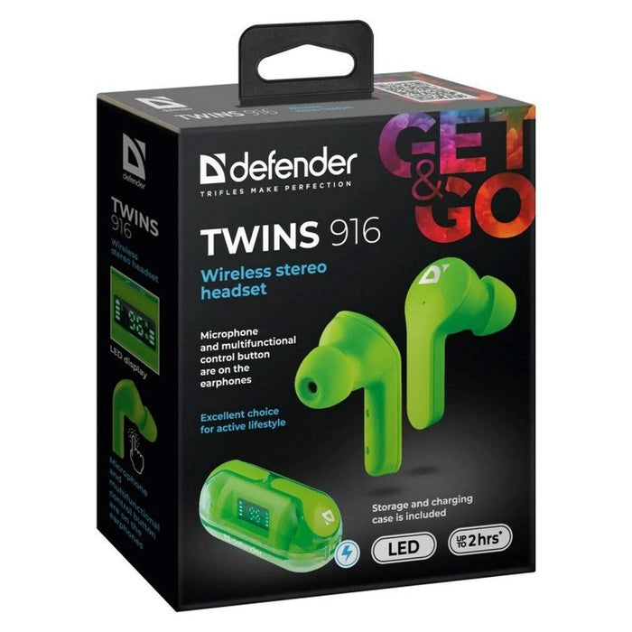 Wireless Earphones with Charging Case Defender TWINS 916 Green
