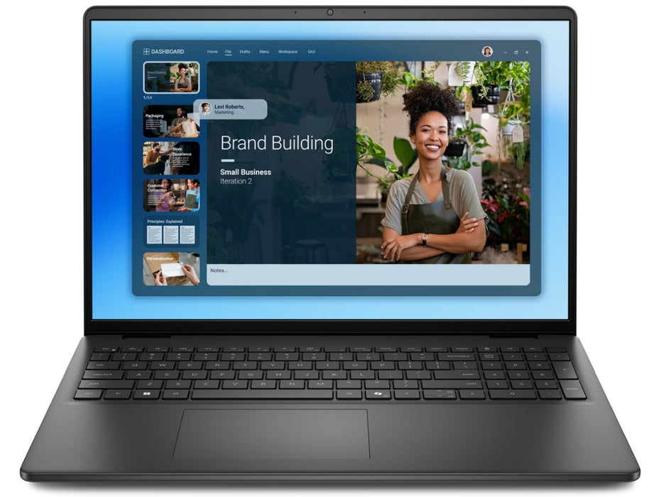 Dell 16 DC16250, Intel Core 7 150U (10 cores, up to 5.4 GHz), 16.0" FHD+(1920x1200) AG, 300nits, 16GB, 2x8GB, DDR5, 5200 MT/s, 1TB M.2 PCIe, Intel Graphics, Cam, FPR, Wi-Fi 6, Backlit Kb, Ubuntu, Carbon Black, 3Y PS