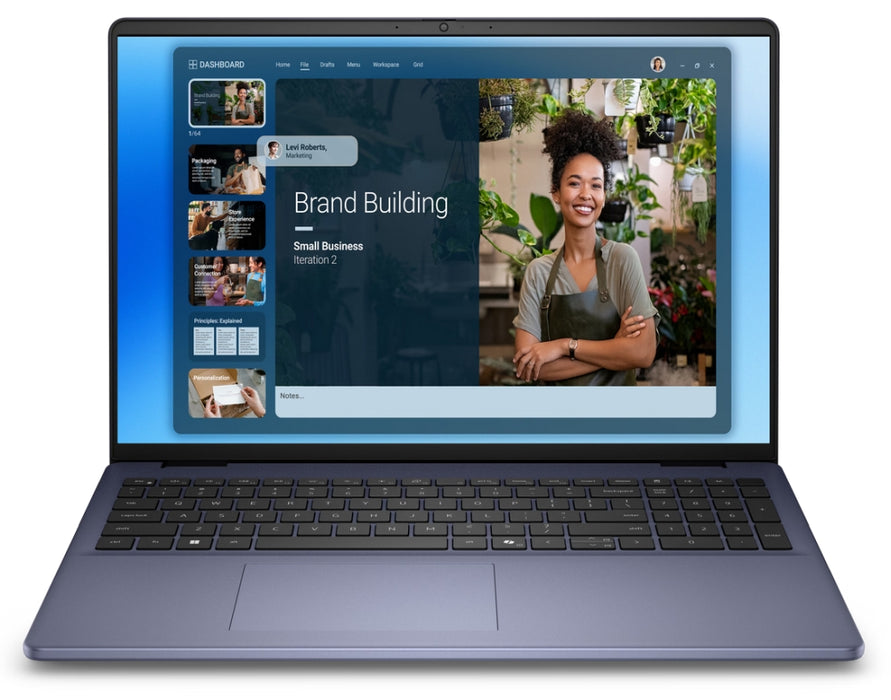 Dell 16 DC16251, Intel Core 7 150U (10 cores, up to 5.4 GHz), 16.0" FHD+(1920x1200) AG 300nits, 32GB, 2x16GB, DDR5, 5200MT/s, 1TB M.2 PCIe, Intel Graphics, Cam, FPR, Wi-Fi 6E, Backlit Kb, Ubuntu, Midnight Blue, Aluminium,3Y PS