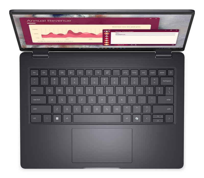 Dell Pro 14 PC14250, Intel Core  7 150U (12 MB cache, 10 cores, up to 5.4 GHz), 14" FHD+(1920x1200) IPS, 300nits AG, 16 GB: 1 x 16 GB, DDR5, 5600 MT/s, 512 GB SSD, Intel graphics, FHD HDR IR Cam and Mic, Wi-Fi 6E, FPR, Backlit Kb, Win 11 pro, Magnetite