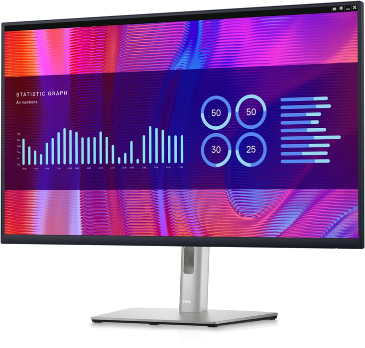 Dell P3223DE, 31.5" Wide LED AG IPS Panel, 5ms, 1000:1, 350 cd/m2, 2560x1440, 99% Srgb, HDMI, DP, USB-C hub, USB 3.2 Gen 1, RJ45, ComfortView, Height, Pivot, Swivel, tilt, Black