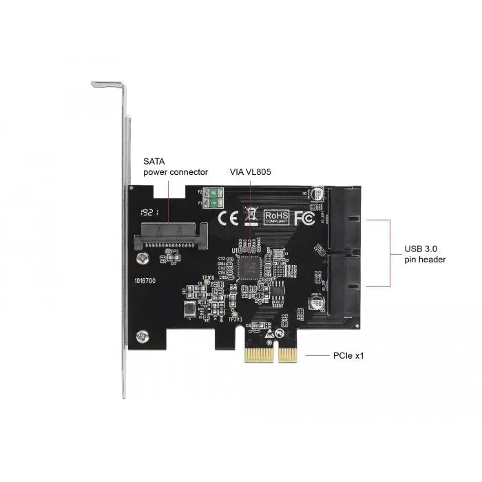 Delock card PCI Express x1 to USB 3.0 Pin Header - Входно-изходни контролери<<<Компютърни компоненти<<<ValiAPI