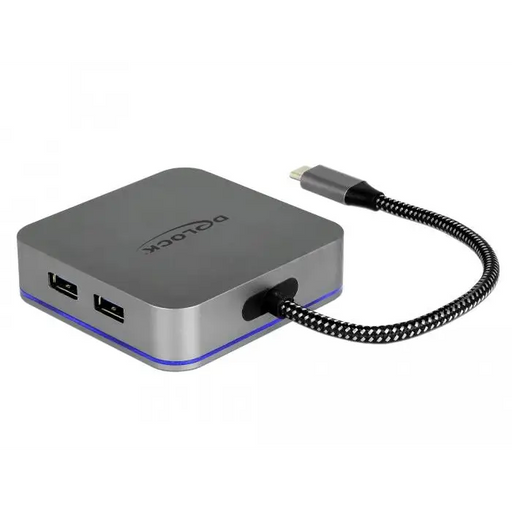 Delock docking station USB-A USB-C HDMI Gigabit LAN PD Backlight Gray - Аксесоари за лаптопи/таблети<<<Лаптопи таблети