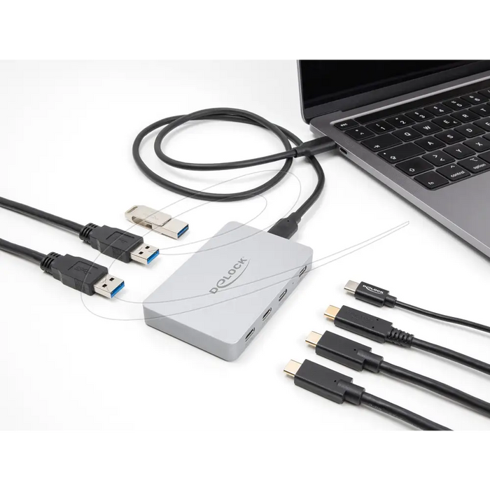 Delock Hub USB-C 7 ports 3x USB-A 5 Gbps 3x USB-C 1xUSB-C PD 85 W - USB хъбове<<<Компютърна периферия<<<ValiAPI