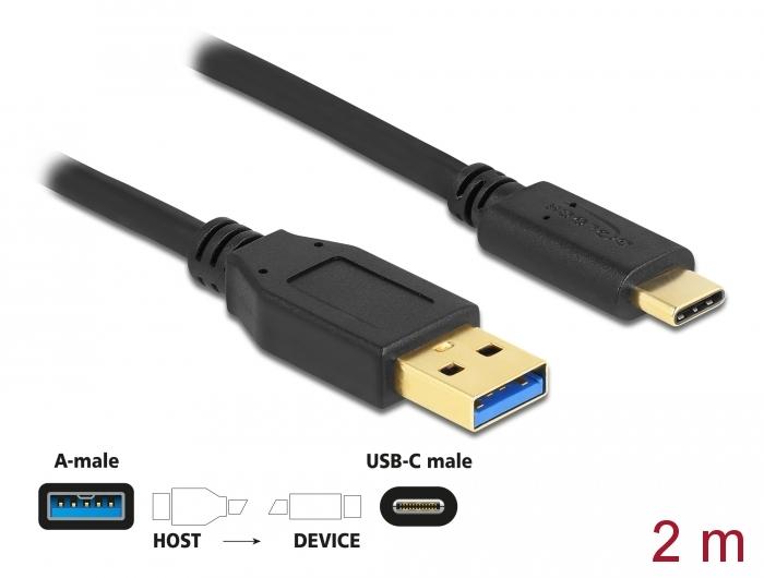 Delock SuperSpeed cable USB-A male - USB-C male (USB 3.2 Gen 2) 10 Gbps 2 m - Кабели за мобилни