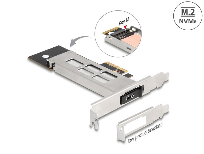 Internal tray Delock, PCI Express Card for 1 x M.2 NVMe SSD - Low Profile Form Factor
