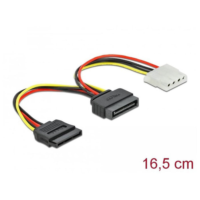 Cable DeLock SATA 15 pin male to Molex 4 pin female + SATA 15 pin female