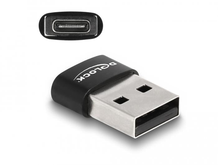 Adapter Delock, USB 2.0, USB Type-A male - USB Type-C female, Black