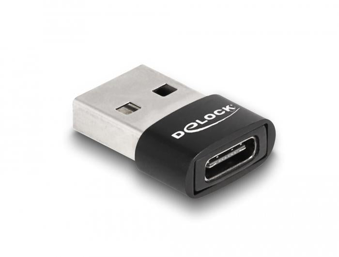 Adapter Delock, USB 2.0, USB Type-A male - USB Type-C female, Black
