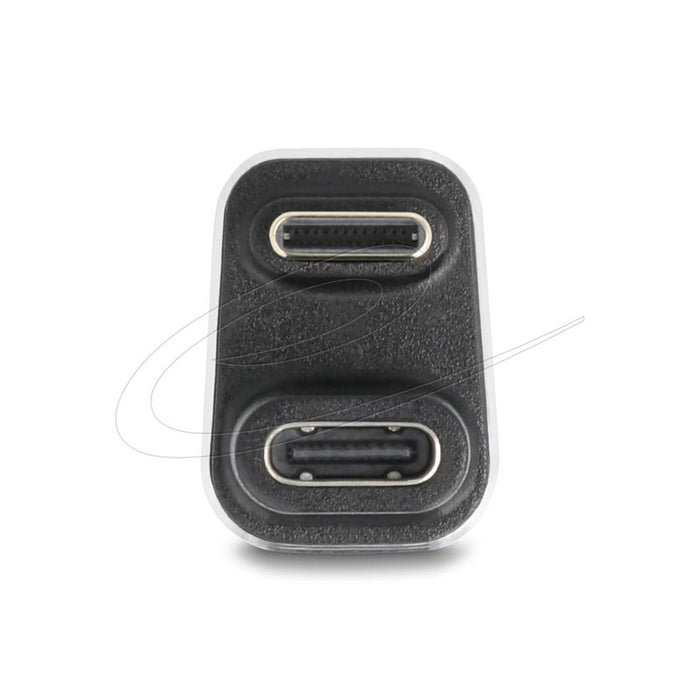 Delock Adapter USB-C male to USB-C female, under 180°, 40 Gbps PD 3.1 240 W, U-shaped 8K 60 Hz metal