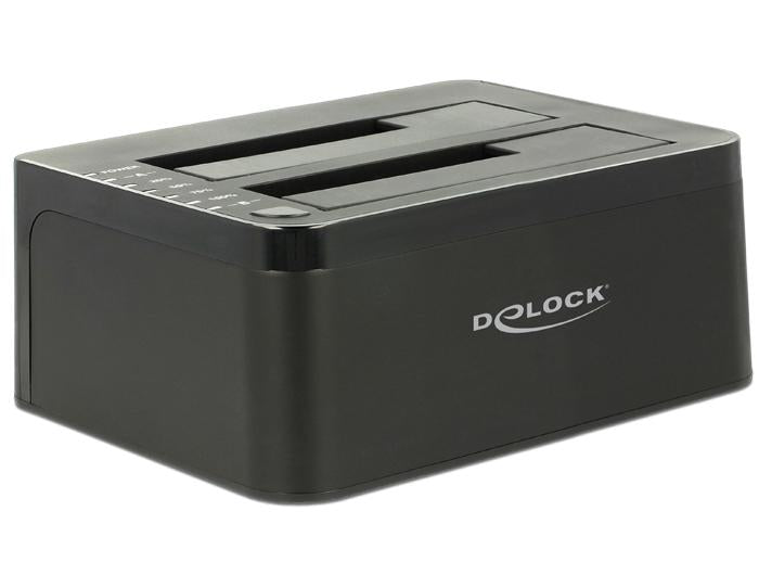 External docking station Delock 62661, for 2.5"/3.5" HDD/SSD, USB 3.0, Clone function, Black
